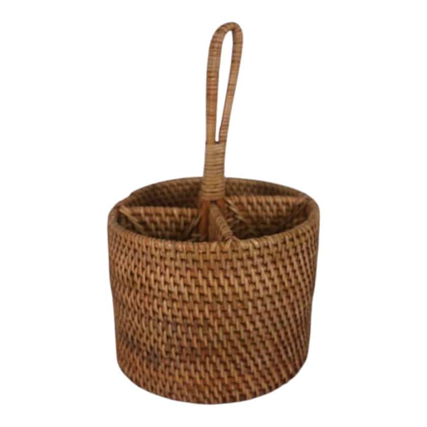 RATTAN CUTLERY HOLDER ROUND NATURAL