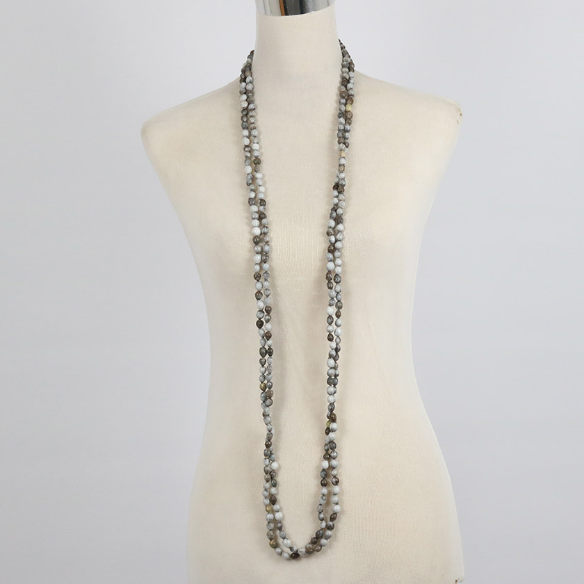 NECKLACE GREY BEAD SET OF 2