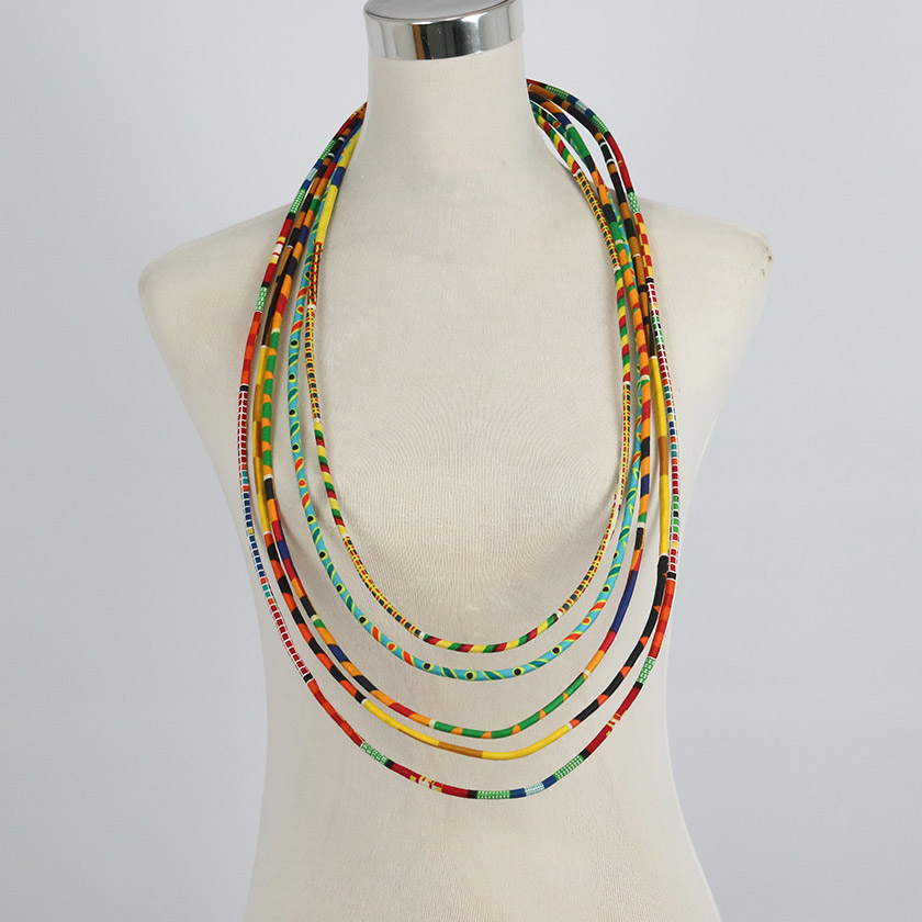 NECKLACE CHITENGE MULTICOLOUR 5 STRAND