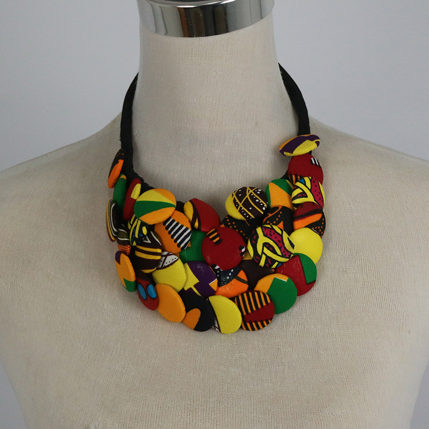 NECKLACE CHITENGE MULTICOLOUR CHOKER BUTTON