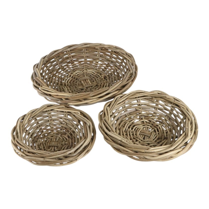 RT BREAD BASKET ROUND SET OF 3 GREY