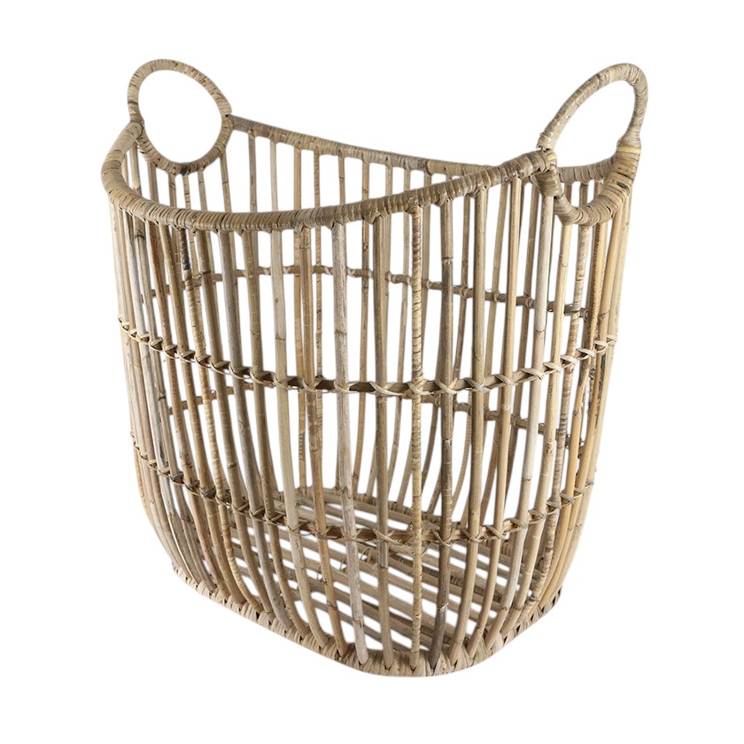 RATTAN THICK BOAT BASKET GREY