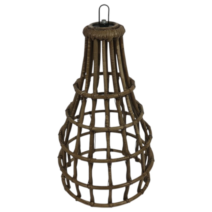 RATTAN THICK LAMPSHADE BELL SMALL GREY