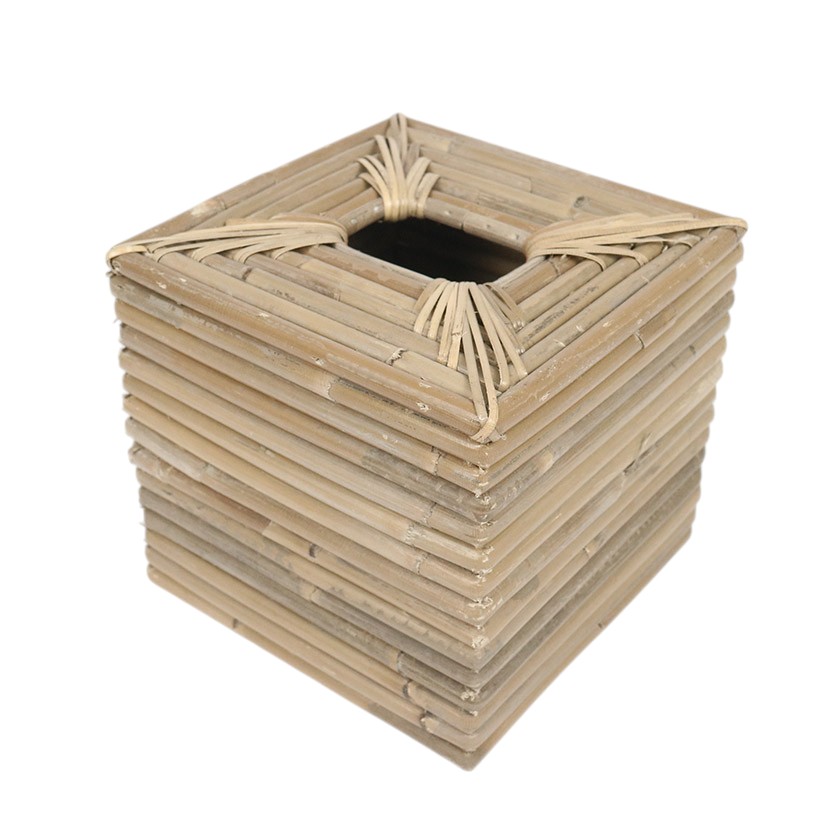 RATTAN THICK CORE TISSUE BOX SQUAREGREY