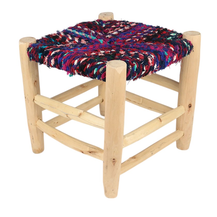 Wood Square Colour Stool