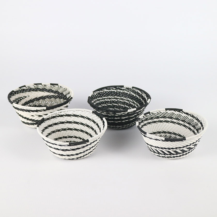 WIRE BOWL XSMALL ROUND BLACK&WHITE
