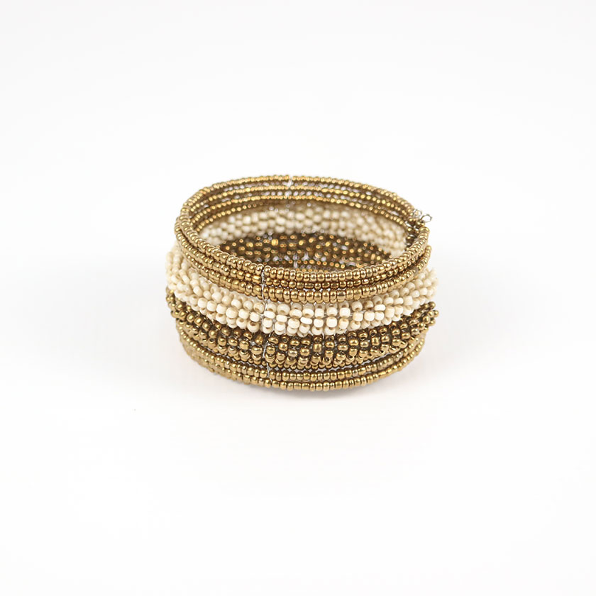 BRACELET CUFF GOLD WITHROPE GOLD & NATURAL