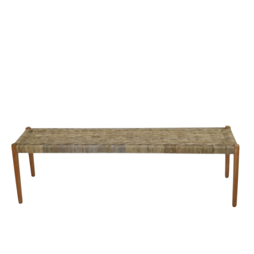 Rattan Thick Bench on Wood