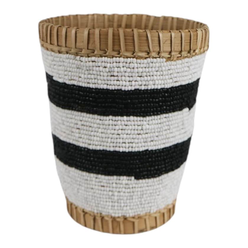 BEADED CUTLERY HOLDER BLACK/WHITE