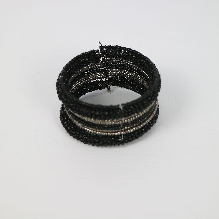 BRACELET CUFF ROPE BLACK & SILVER