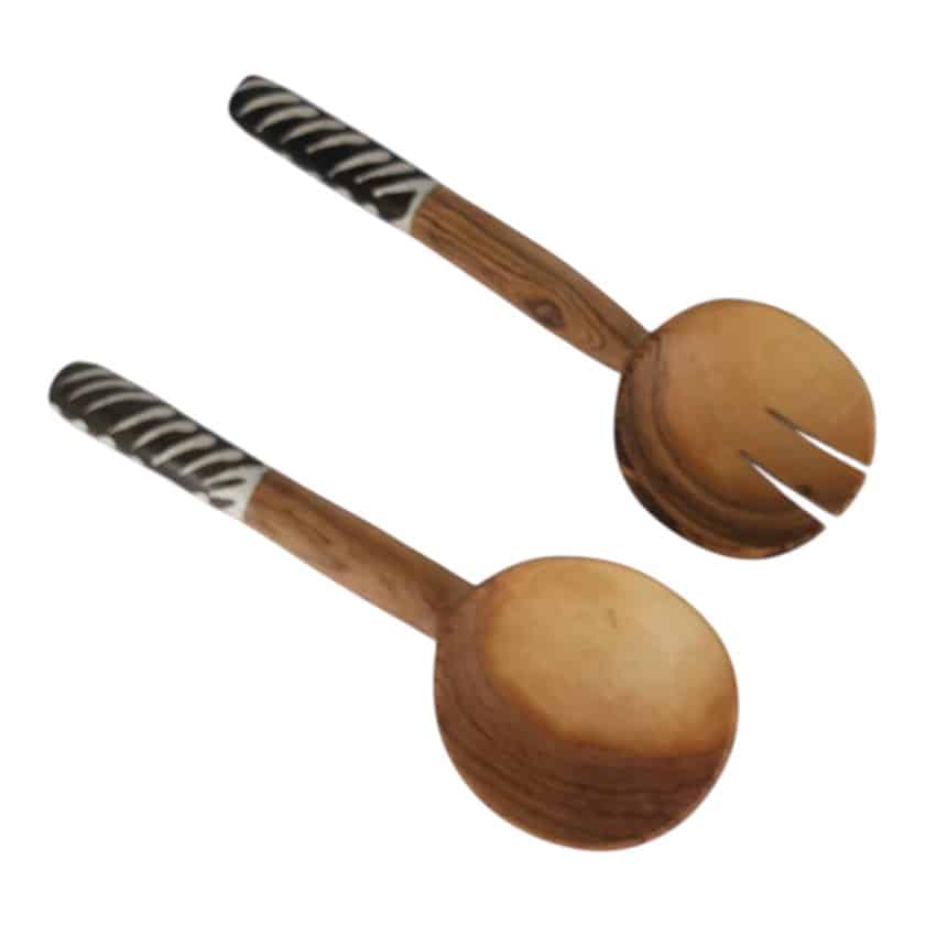 BONE/WOOD 10" ROUND HEAD S/SERVER BATIK