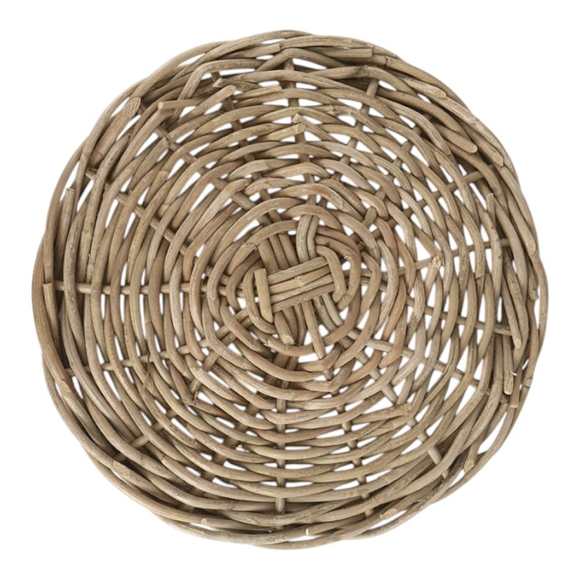 RATTAN THICK PLACEMAT ROUND GREY MEDIUM