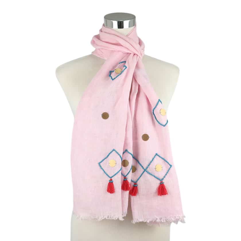 SCARF LINEN EMBROIDERED