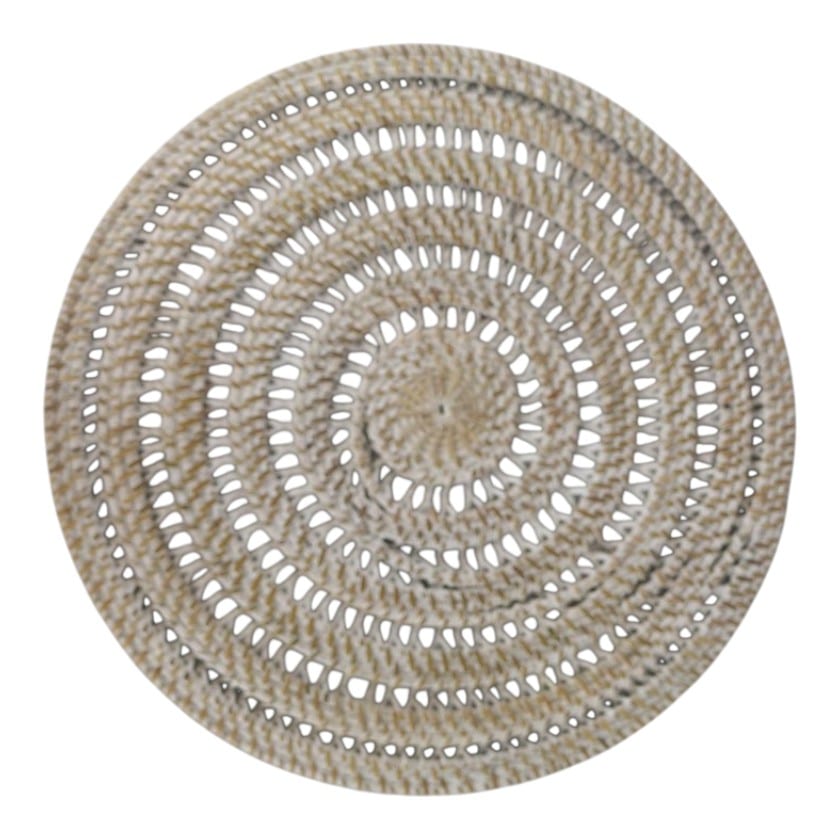 RATTAN PLACEMAT ROUND OPEN WHITEWASH