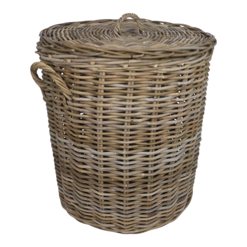 RATTAN THICK LAUNDRY CIRCULUS WITH FLAT LID