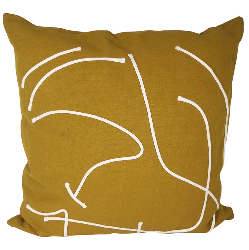 CUSHION CHARTREUSE & ABSTRACT WITH INNER