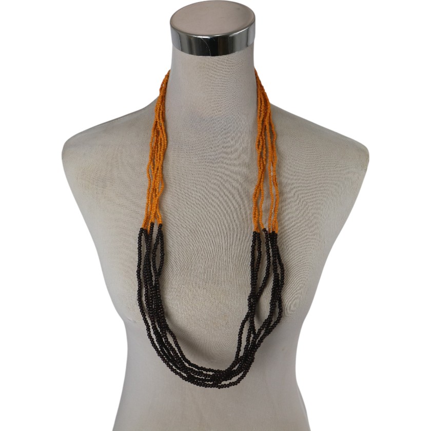 NECKLACE BROWN SEED WITH ORANGE SEED