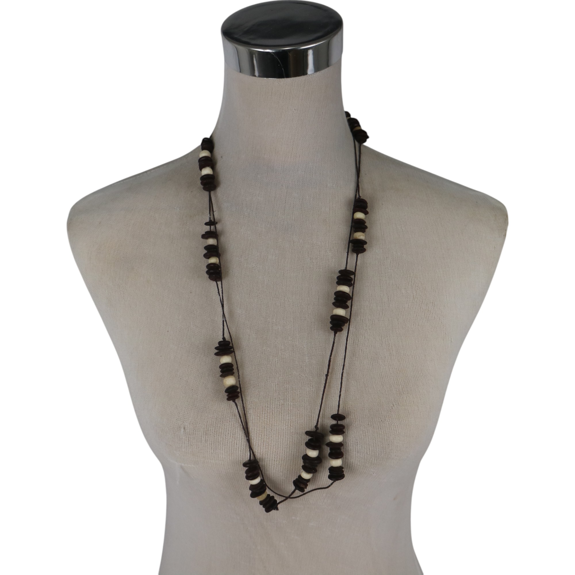 NECKLACE BROWN SEED WITH BONE BALL