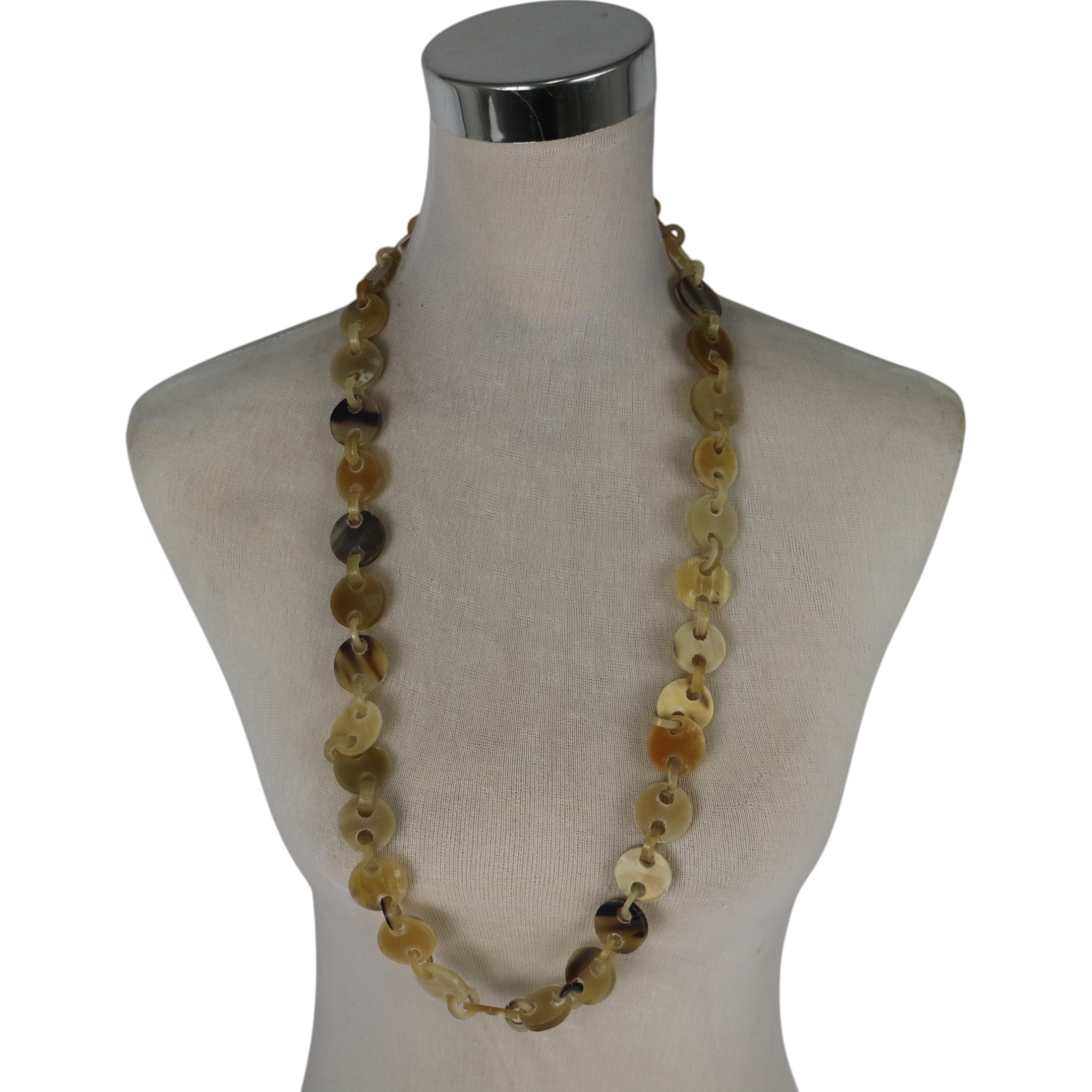 NECKLACE HORN ROUND SMALL DISKS WITH LINKS