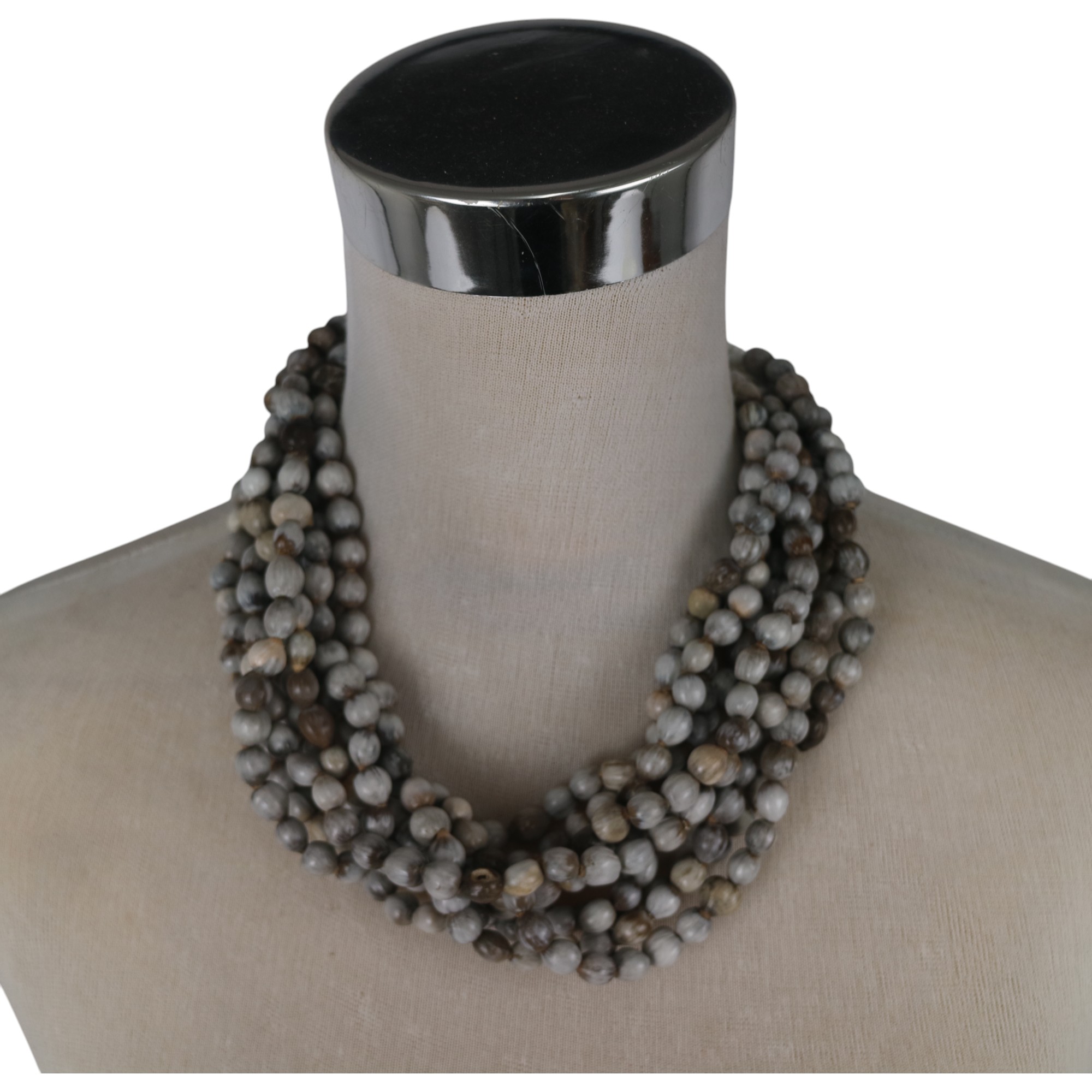 NECKLACE GREY SEED MULTISTRAND