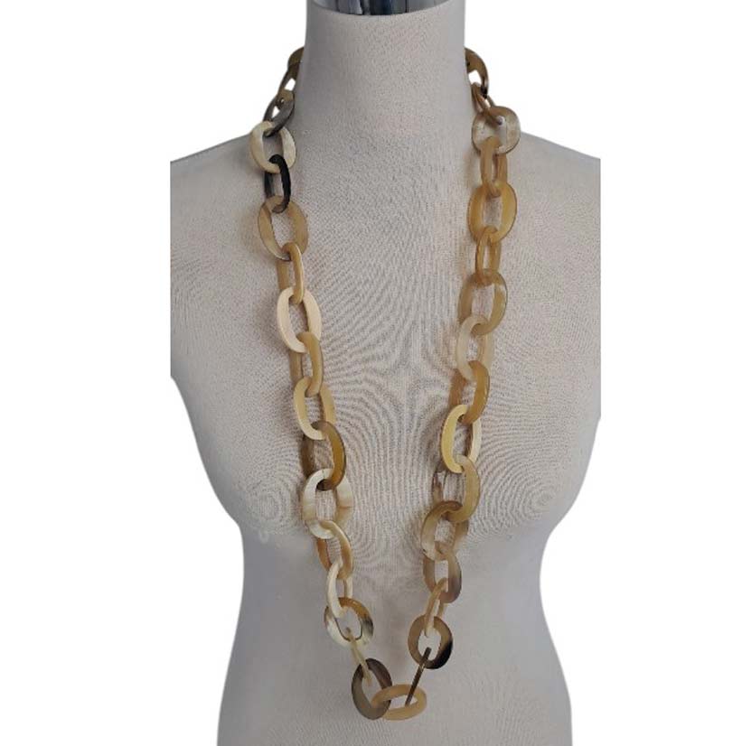 NECKLACE HORN LINK OVAL MATTE NATURAL