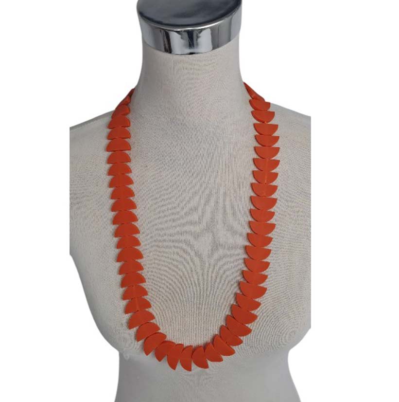 NECKLACE RESIN HALF MOON ORANGE