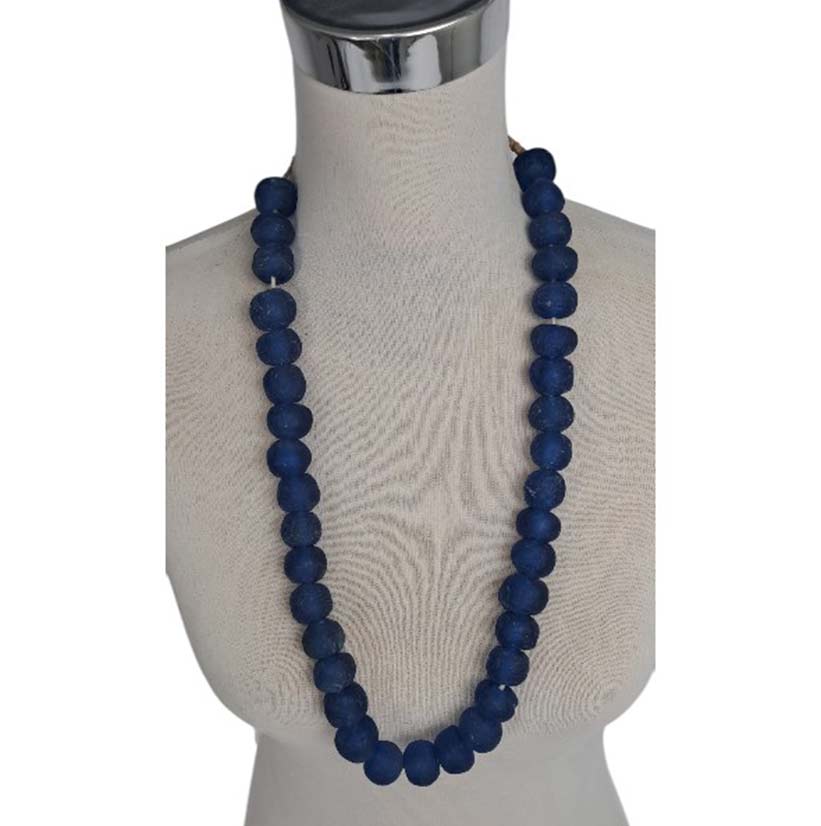 NECKLACE GLASS BEAD CHUNKY SINGLE BLUE/NAVY