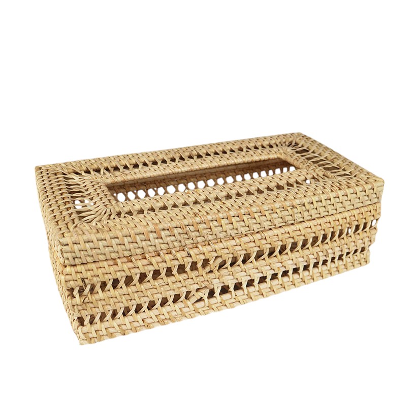 RATTAN TISSUE BOX OPEN BLOND