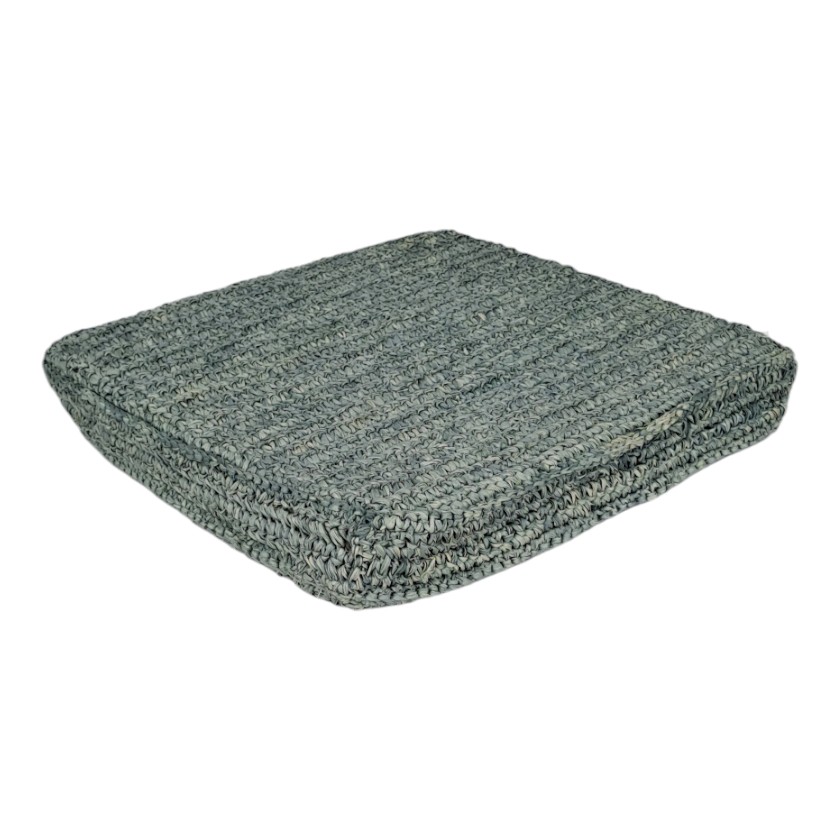 RAFFIA CHAIR CUSHION SQUARE BLUE