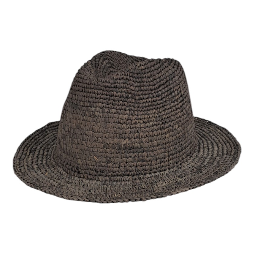RAFFIA HATS MENS TRILBY CROCHET GREY