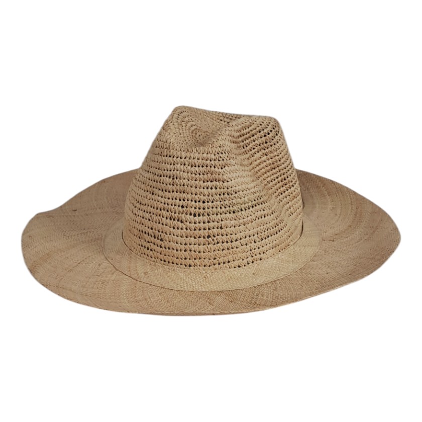 RAFFIA HATS MENS PLAIN & CROCHET COMBO NATURAL