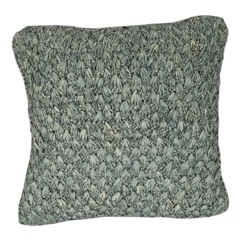CUSHION RAFFIA SOFT WITH INNER BLUE