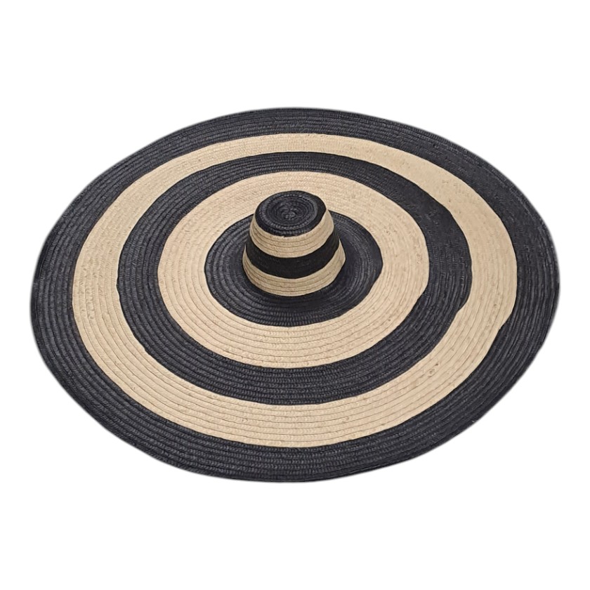 SOMBRERO HAT BLACK & NATURAL STRIPE XL