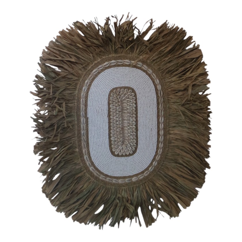 RAFFIA BEAD & COWREY OVAL WALL HANGING