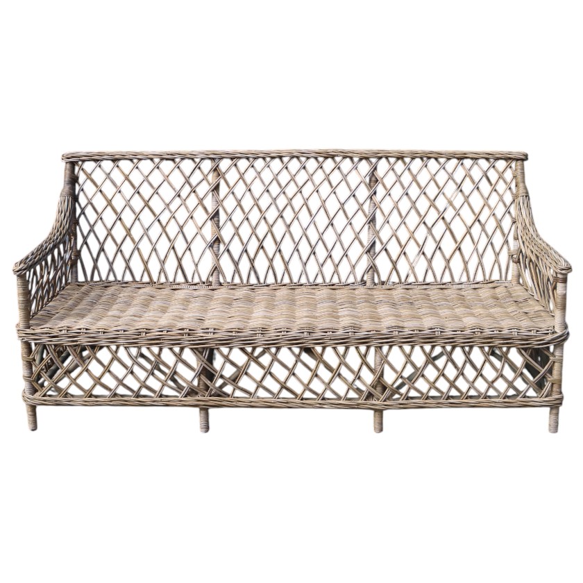 Rattan Thick Sofa Triple Grey | Comfortable & Stylish Seating