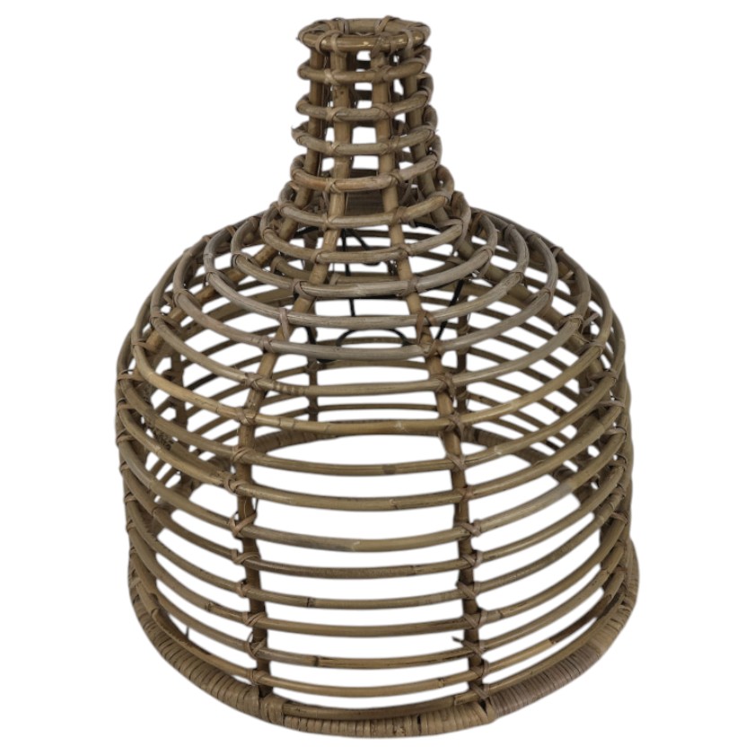 RATTAN THICK LAMPSHADE BELL LARGE GREY