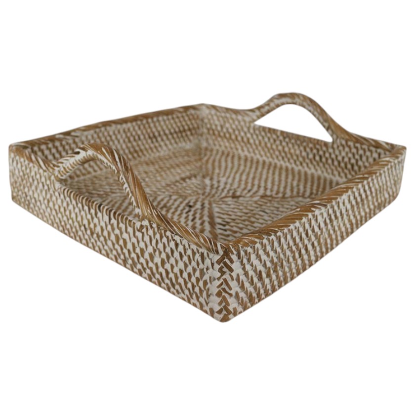 Rattan Napkin Basket Square With Handles Antique | Jambo Imports