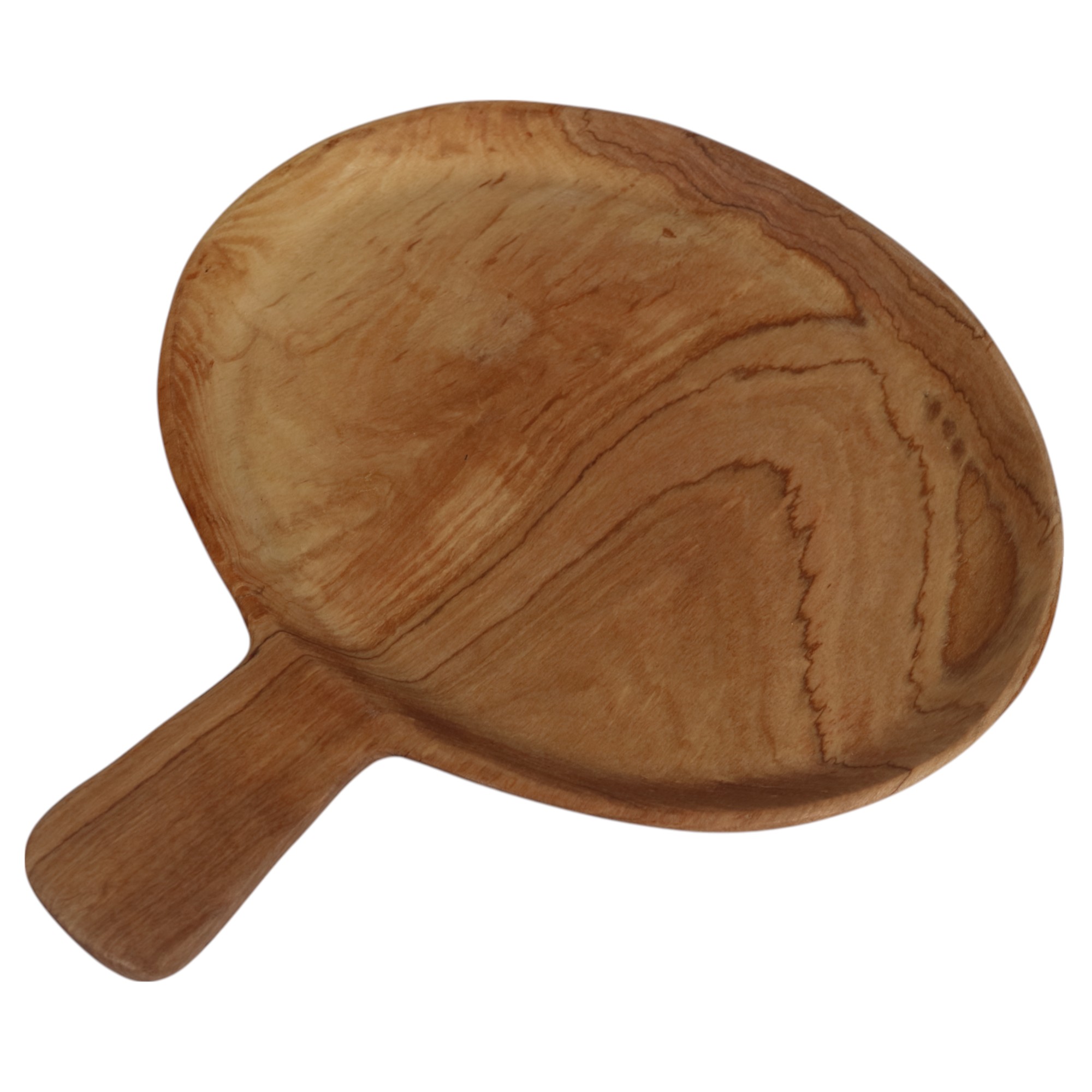 WOOD OVAL PLATE WITH HANDLE