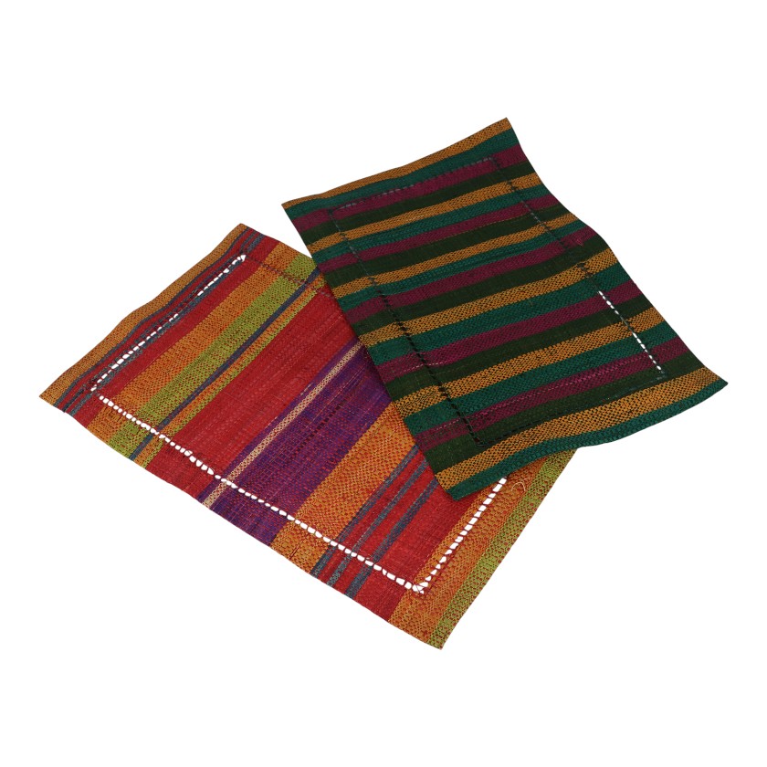 RAFFIA PLACEMATS RECTANGULAR MULTICOLOUR ASSORTED (singles)